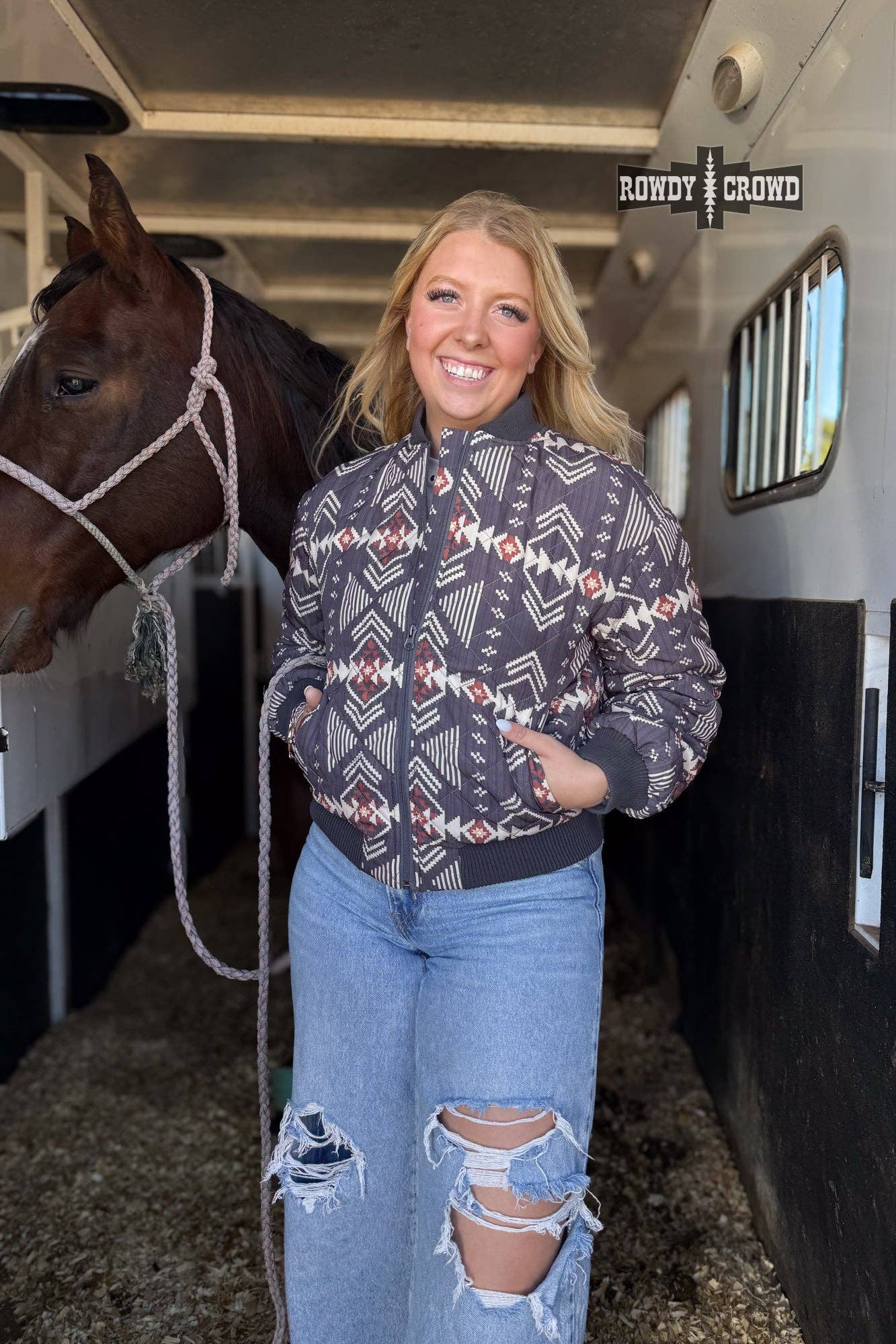Southwestern Aztec Western Bomber Jacket - Imperfectly Perfect Boutique