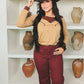 Khaki Studded Western Yoke Long Sleeve Top - Imperfectly Perfect Boutique