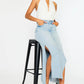 “Tess” Denim Maxi Skirt Kan Can USA