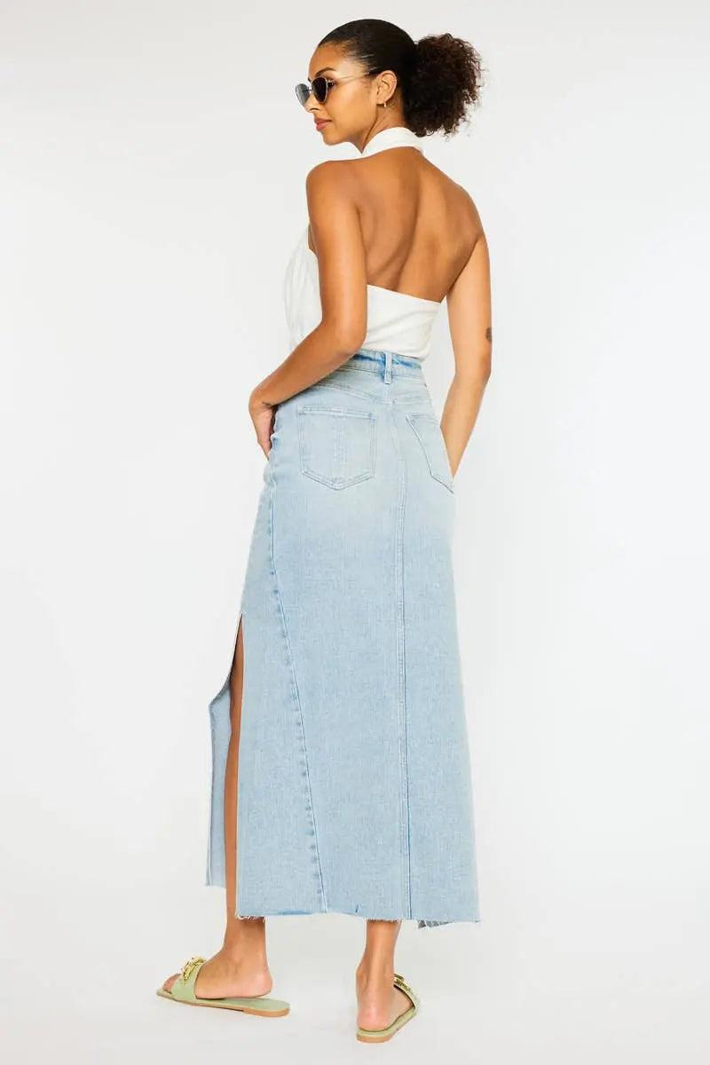 “Tess” Denim Maxi Skirt Kan Can USA