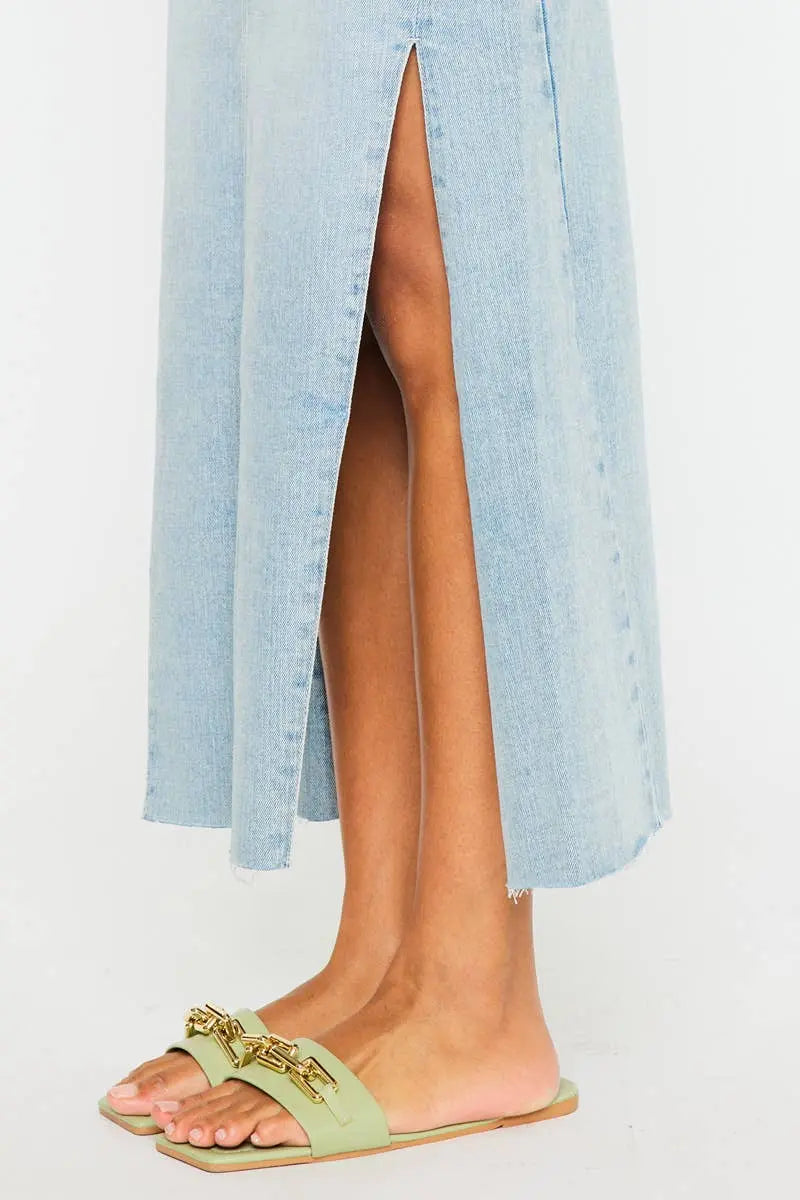 “Tess” Denim Maxi Skirt Kan Can USA