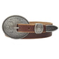 Vintage Skinny Leather Belt w.  antique silver floral buckle - Imperfectly Perfect Boutique