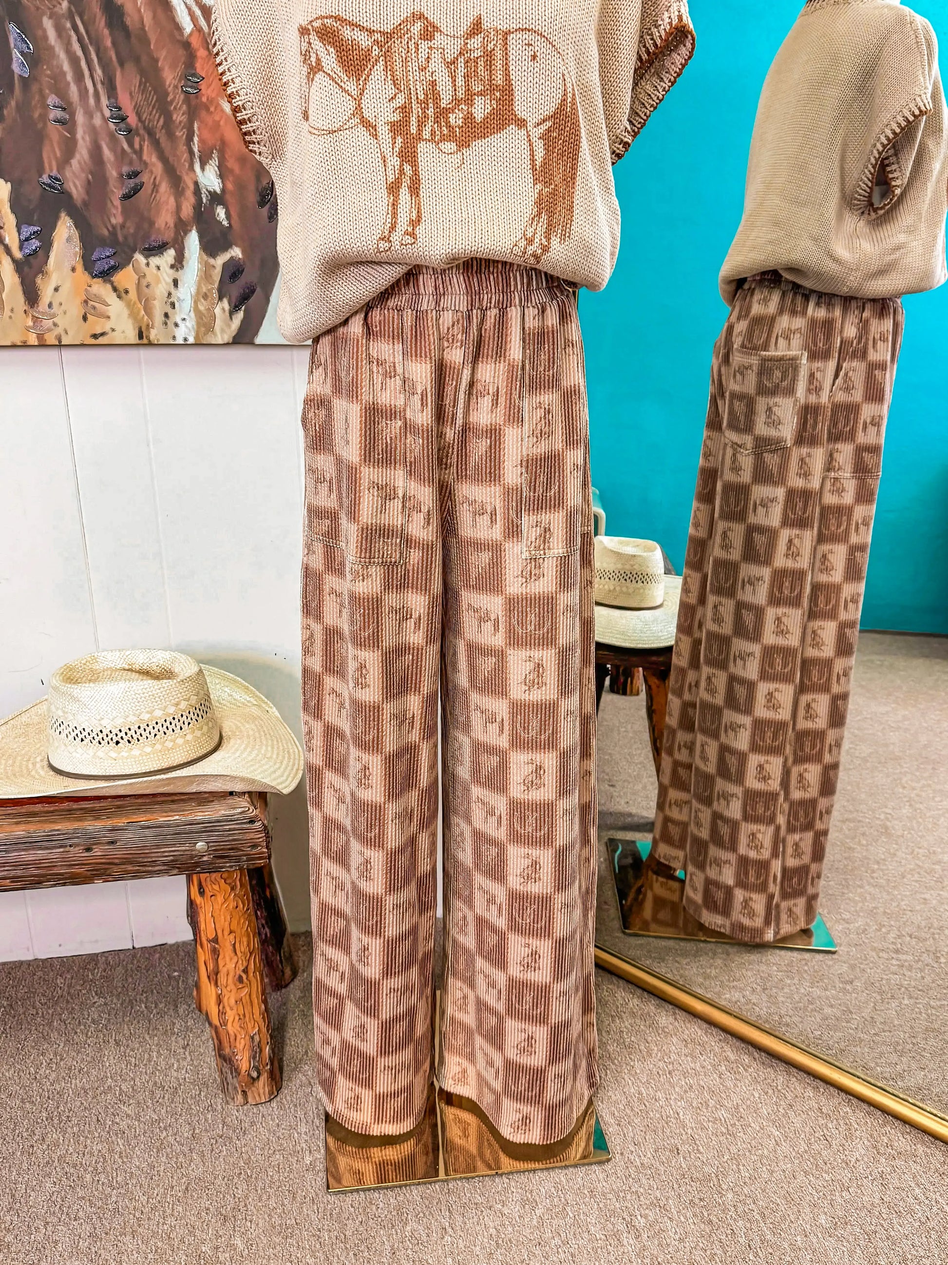 Western Check Knit Lounge Pants Imperfectly Perfect Boutique