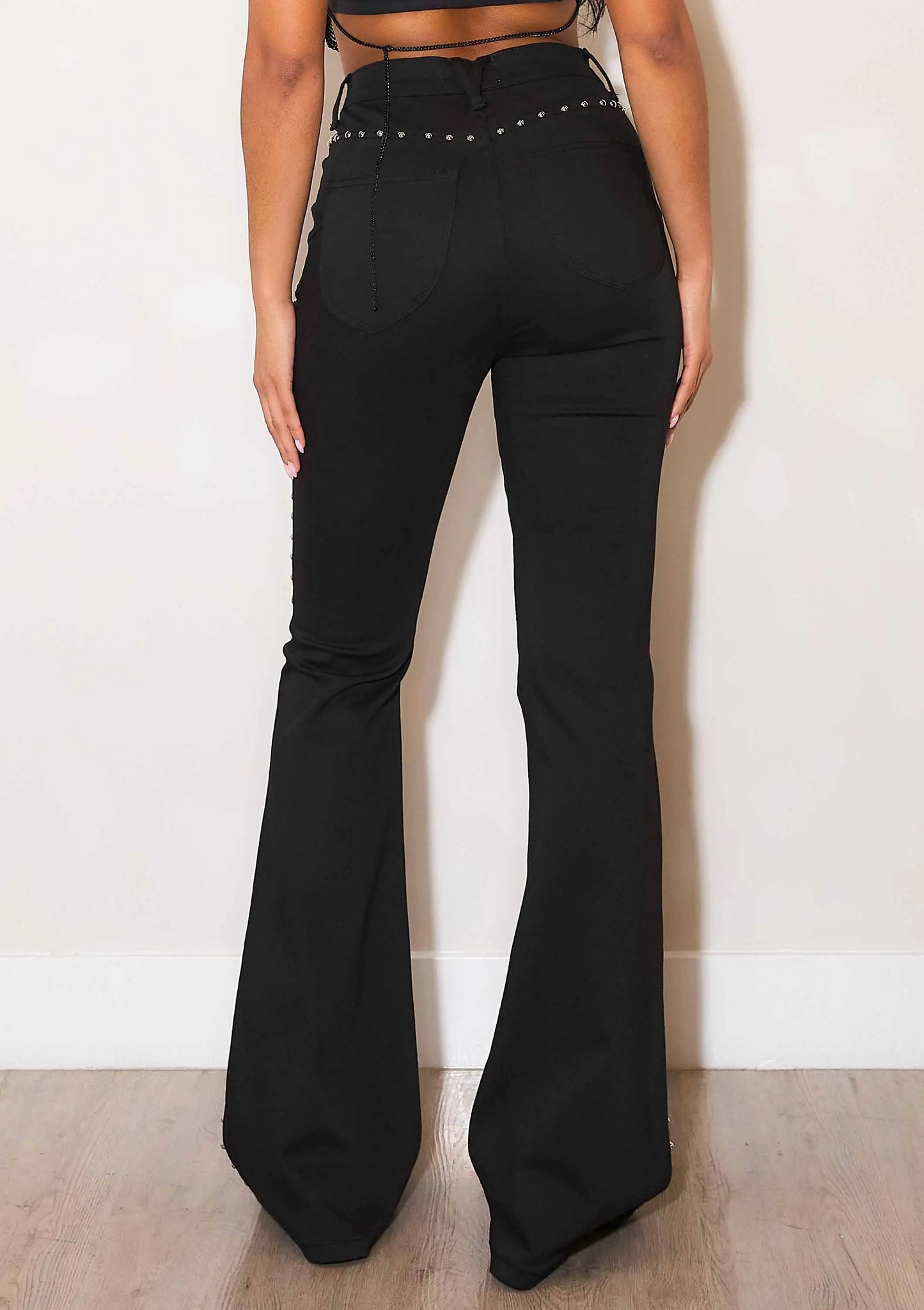 Women’s Black Western Flare Jeans with Stud Detail - Imperfectly Perfect Boutique