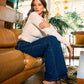 Women’s Dark Denim Western Wide Leg Jeans with Stud Details - Imperfectly Perfect Boutique