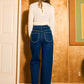 Women’s Dark Denim Western Wide Leg Jeans with Stud Details - Imperfectly Perfect Boutique