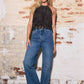 Women’s Western Wide Leg Jeans with Faux Turquoise Gemstone Detail - Imperfectly Perfect Boutique