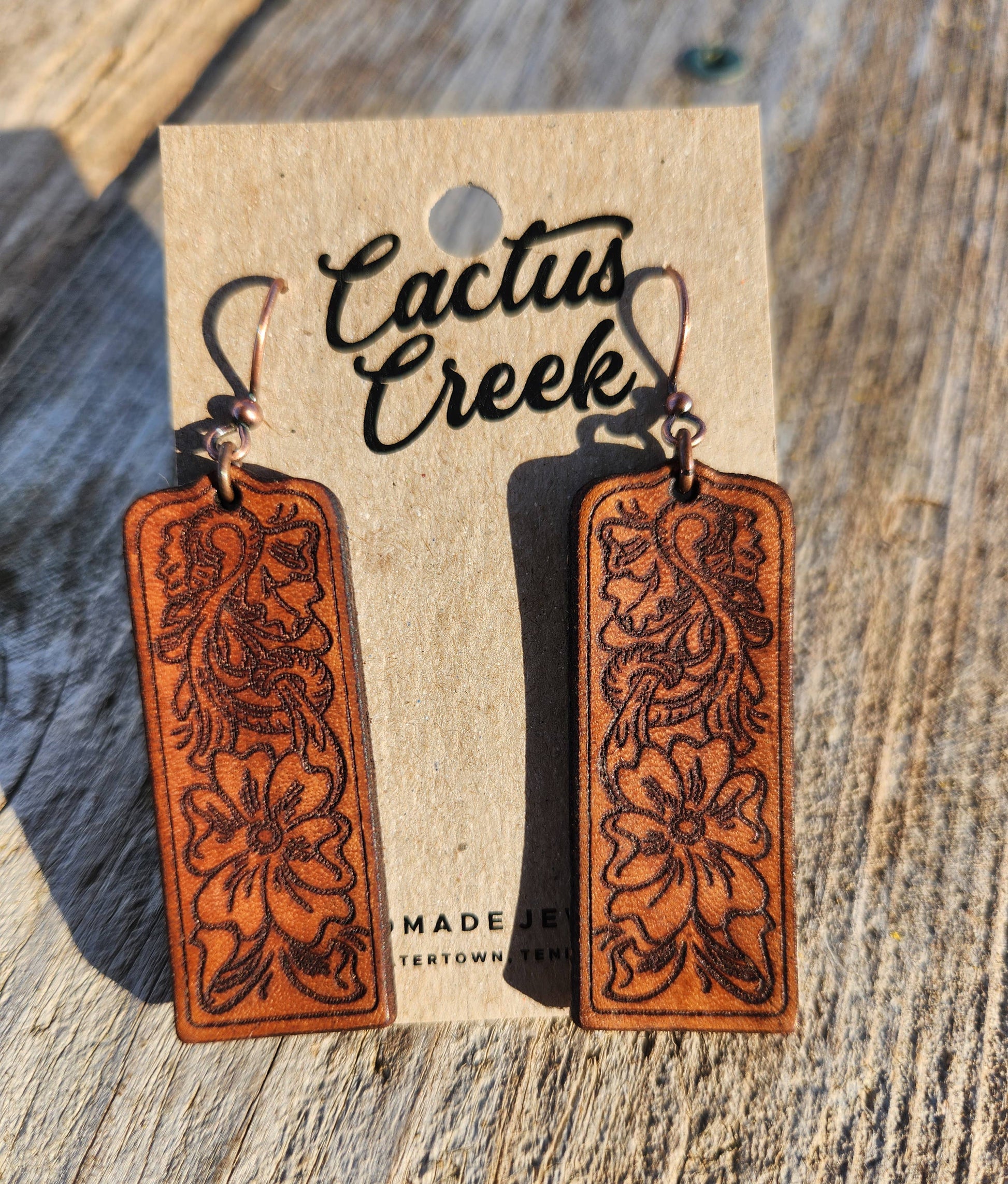 "Billie"  Tooled Western Leather Earrings - Imperfectly Perfect Boutique
