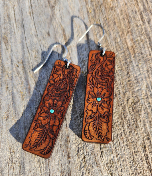 "Annie"  Tooled Leather Western Earrings - Imperfectly Perfect Boutique